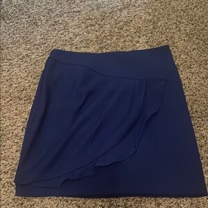 Blue Asymmetrical Wrap Mini Skirt for Work